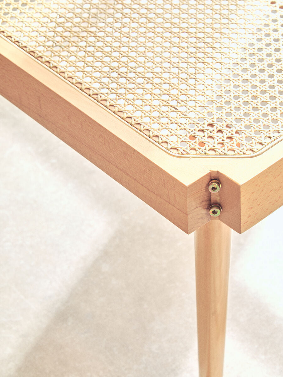 Orsina Cebu Natural Cane and Beech Wood Bench – Minimalist Entryway Seating