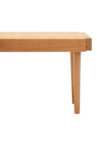 Orsina Cebu Natural Cane and Beech Wood Bench – Minimalist Entryway Seating