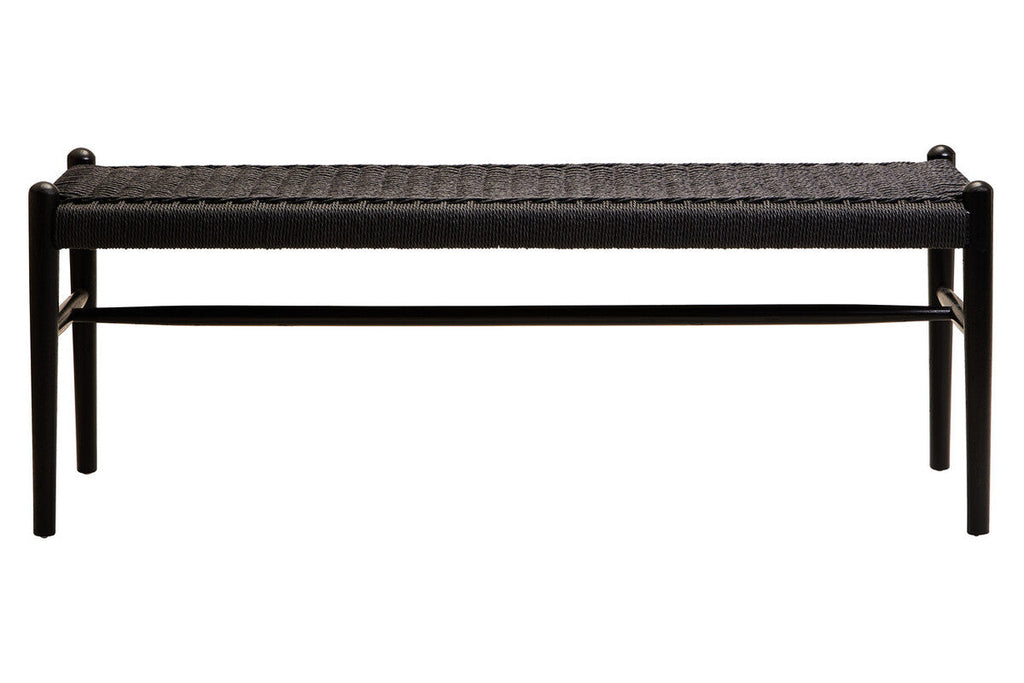 Orsina Cebu Black Rope and Elm Wood Bench – Modern Hallway Seating