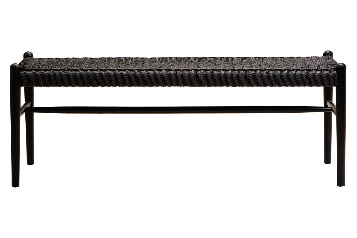Orsina Cebu Black Rope and Elm Wood Bench – Modern Hallway Seating