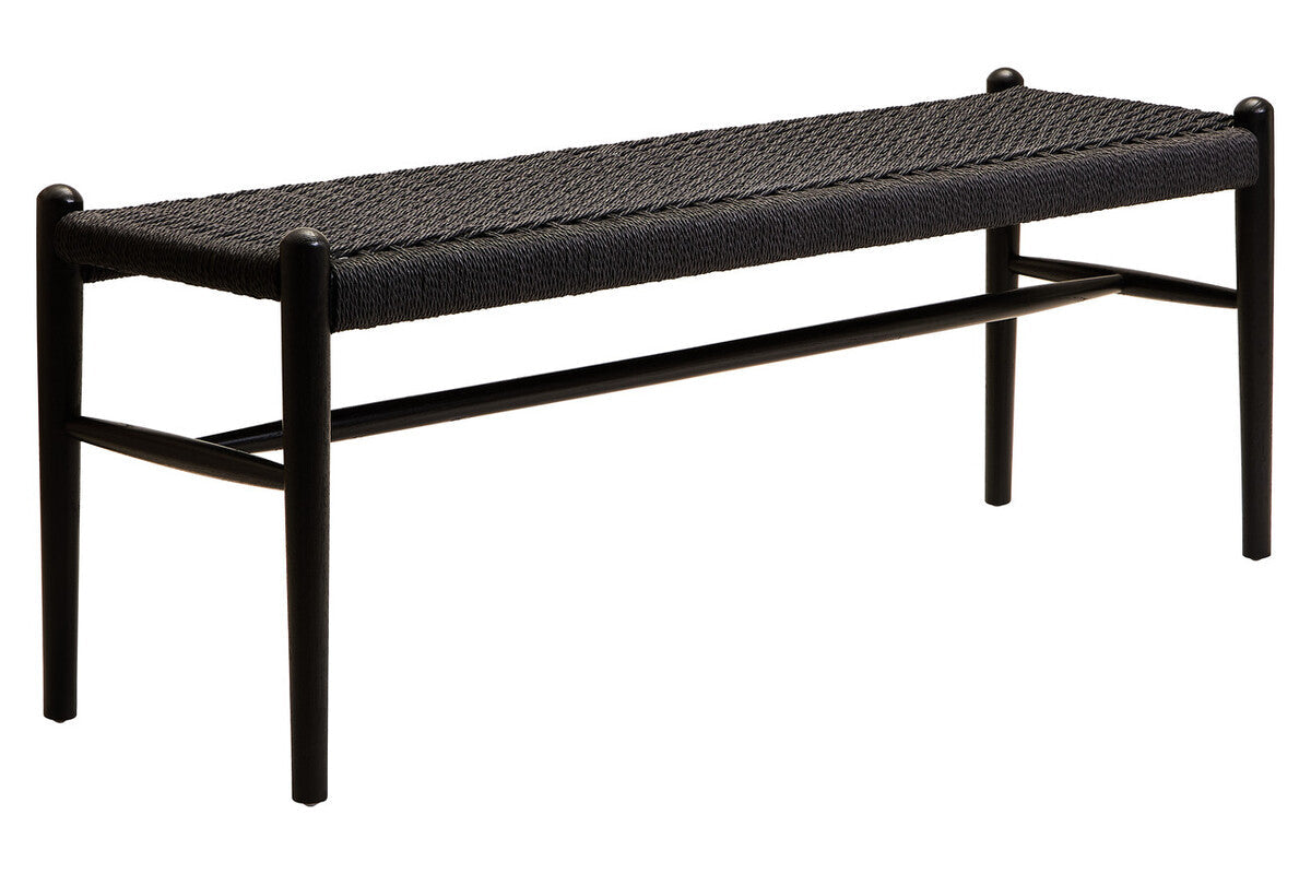 Orsina Cebu Black Rope and Elm Wood Bench – Modern Hallway Seating