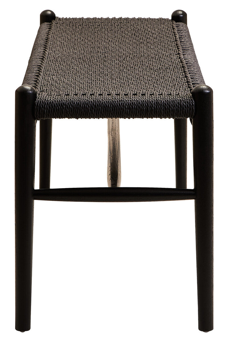 Orsina Cebu Black Rope and Elm Wood Bench – Modern Hallway Seating