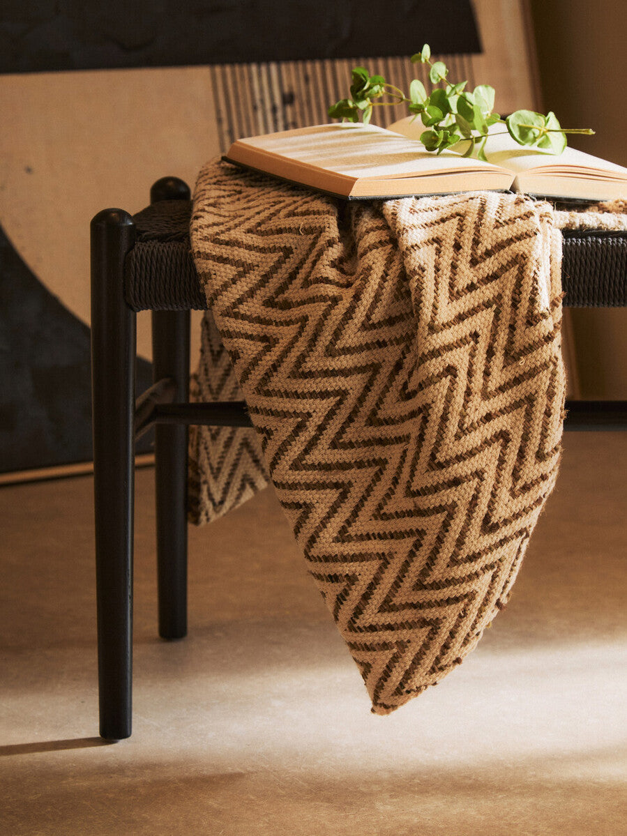 Orsina Cebu Black Rope and Elm Wood Bench – Modern Hallway Seating