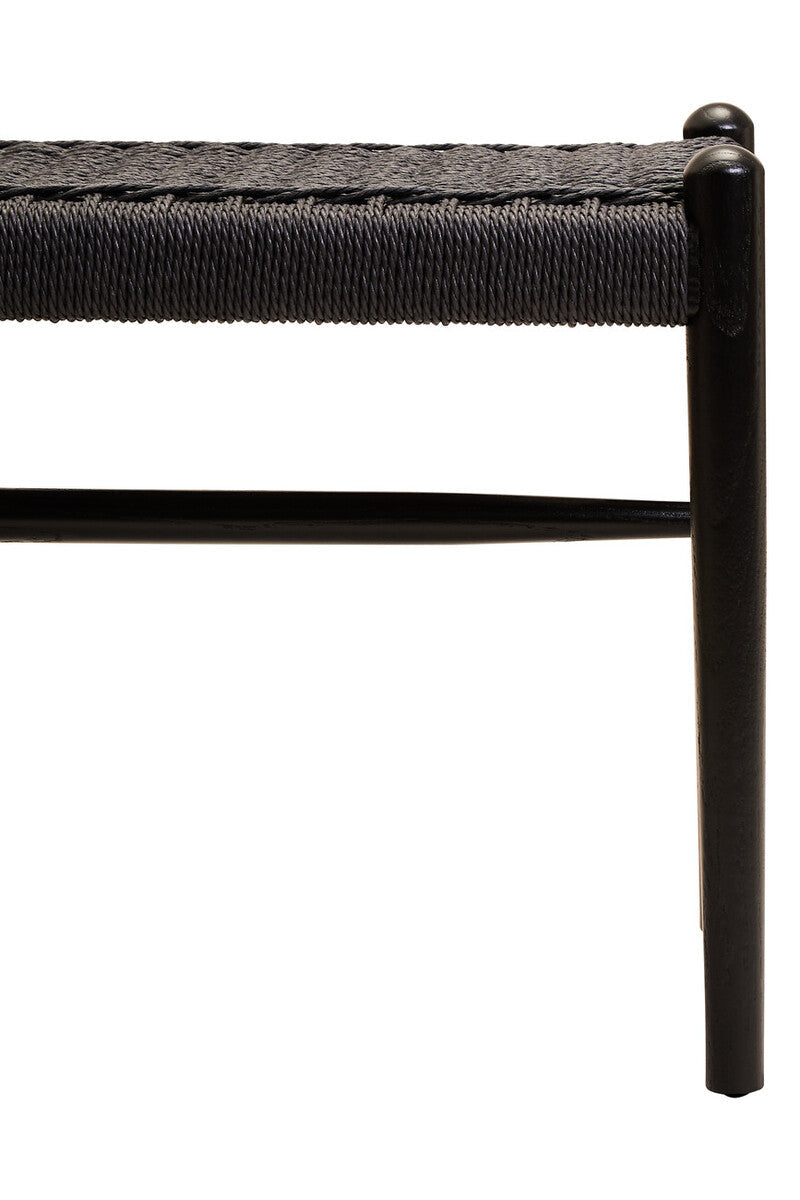 Orsina Cebu Black Rope and Elm Wood Bench – Modern Hallway Seating