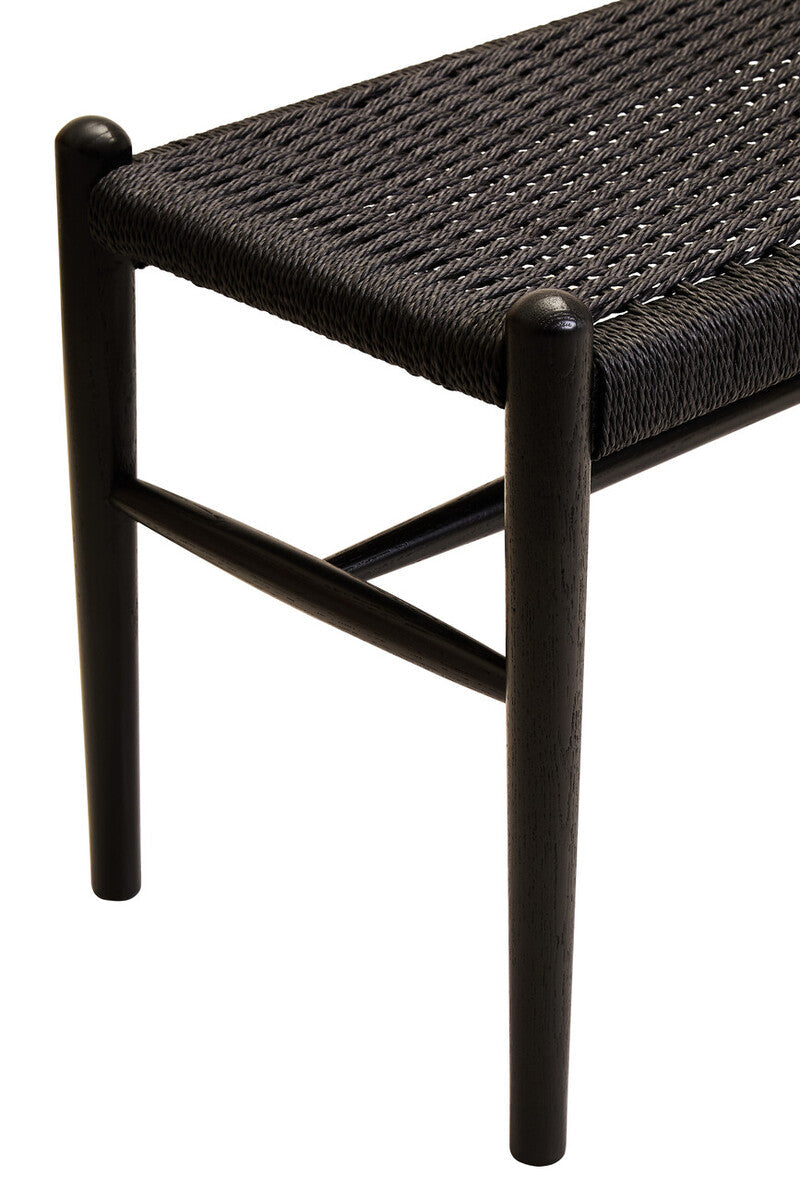Orsina Cebu Black Rope and Elm Wood Bench – Modern Hallway Seating