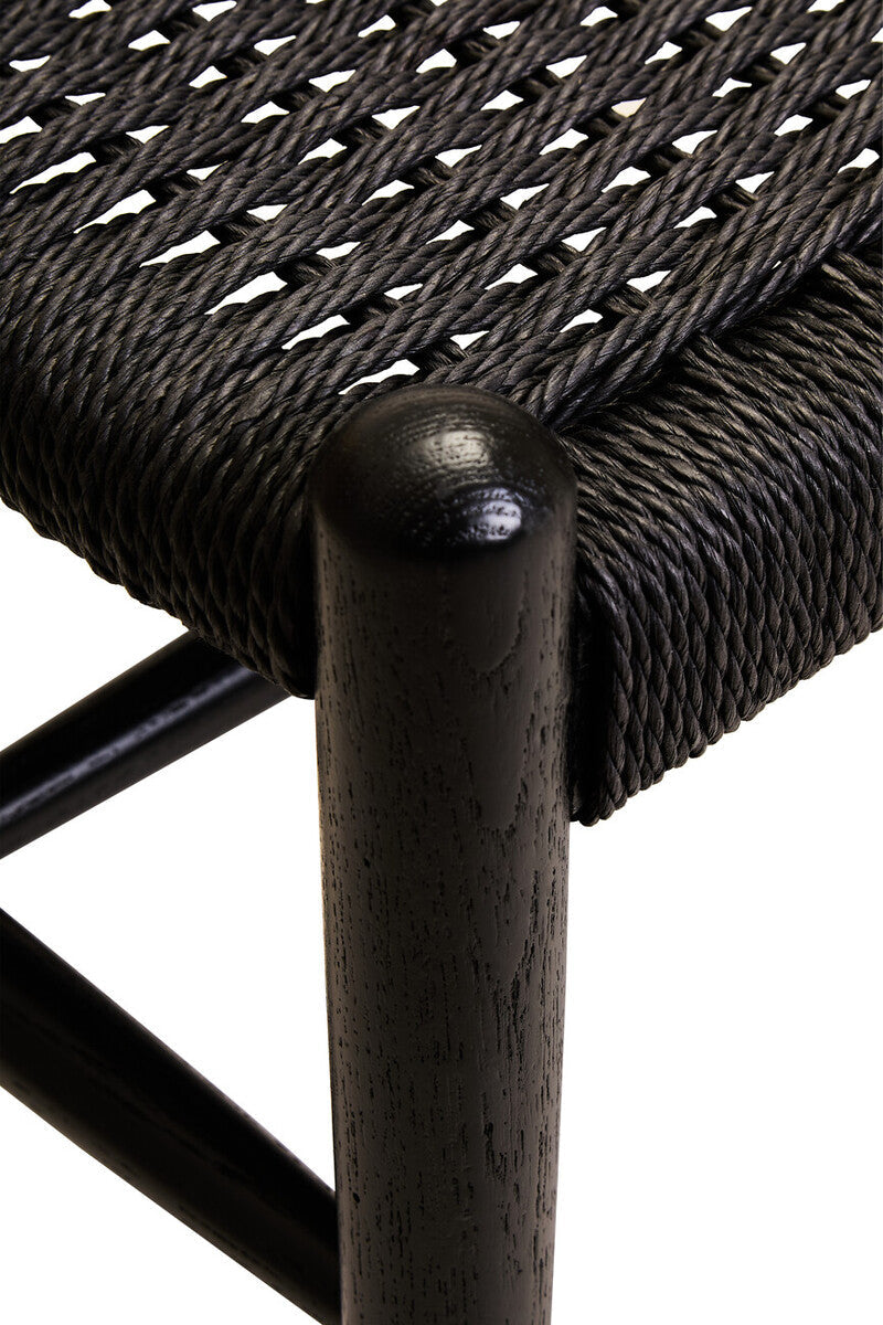 Orsina Cebu Black Rope and Elm Wood Bench – Modern Hallway Seating