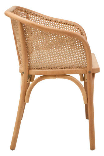 Orsina Cebu Natural Cane and Beech Wood Dining Bench with Backrest