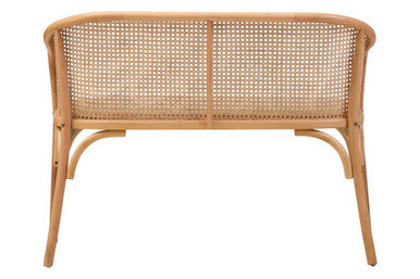 Orsina Cebu Natural Cane and Beech Wood Dining Bench with Backrest