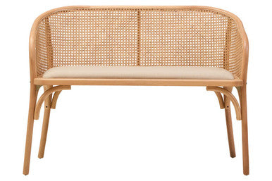 Orsina Cebu Natural Cane and Beech Wood Dining Bench with Backrest