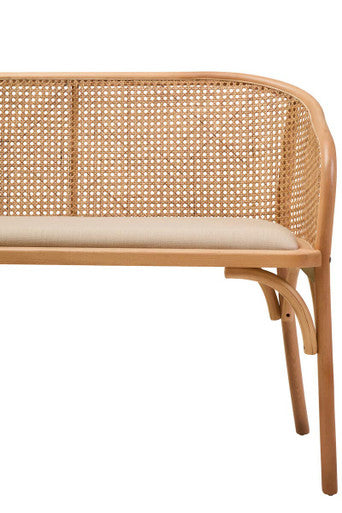 Orsina Cebu Natural Cane and Beech Wood Dining Bench with Backrest