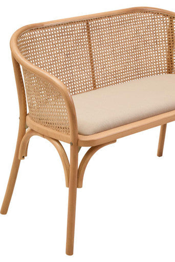 Orsina Cebu Natural Cane and Beech Wood Dining Bench with Backrest