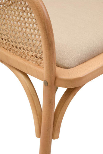 Orsina Cebu Natural Cane and Beech Wood Dining Bench with Backrest