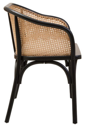 Orsina Cebu Natural Cane Bench | Black Beech Wood Entryway Seating