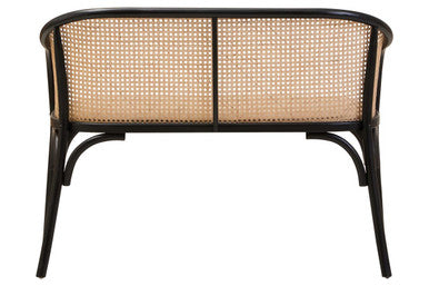 Orsina Cebu Natural Cane Bench | Black Beech Wood Entryway Seating