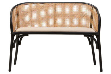 Orsina Cebu Natural Cane Bench | Black Beech Wood Entryway Seating