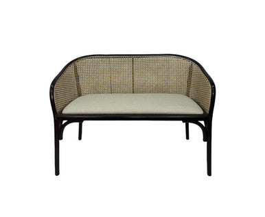 Orsina Cebu Natural Cane Bench | Black Beech Wood Entryway Seating