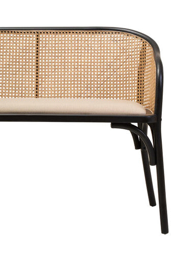 Orsina Cebu Natural Cane Bench | Black Beech Wood Entryway Seating