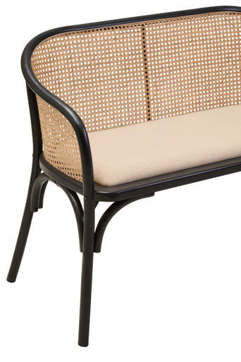 Orsina Cebu Natural Cane Bench | Black Beech Wood Entryway Seating