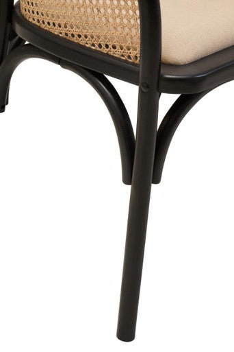 Orsina Cebu Natural Cane Bench | Black Beech Wood Entryway Seating