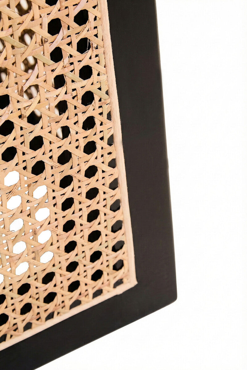 Orsina Cebu Black Elm Wood Side Table with Natural Woven Cane Panels