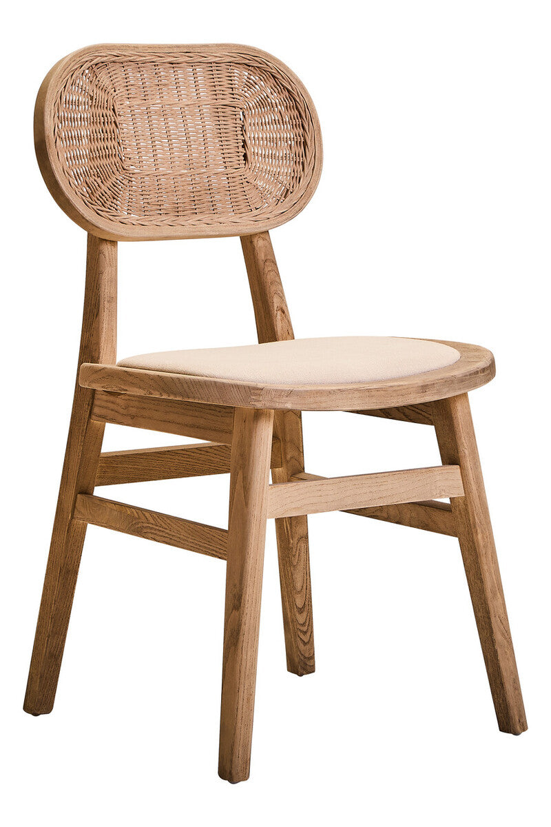 Orsina Cebu Dining Chair – Beige Fabric & Grey Wash Elm Wood