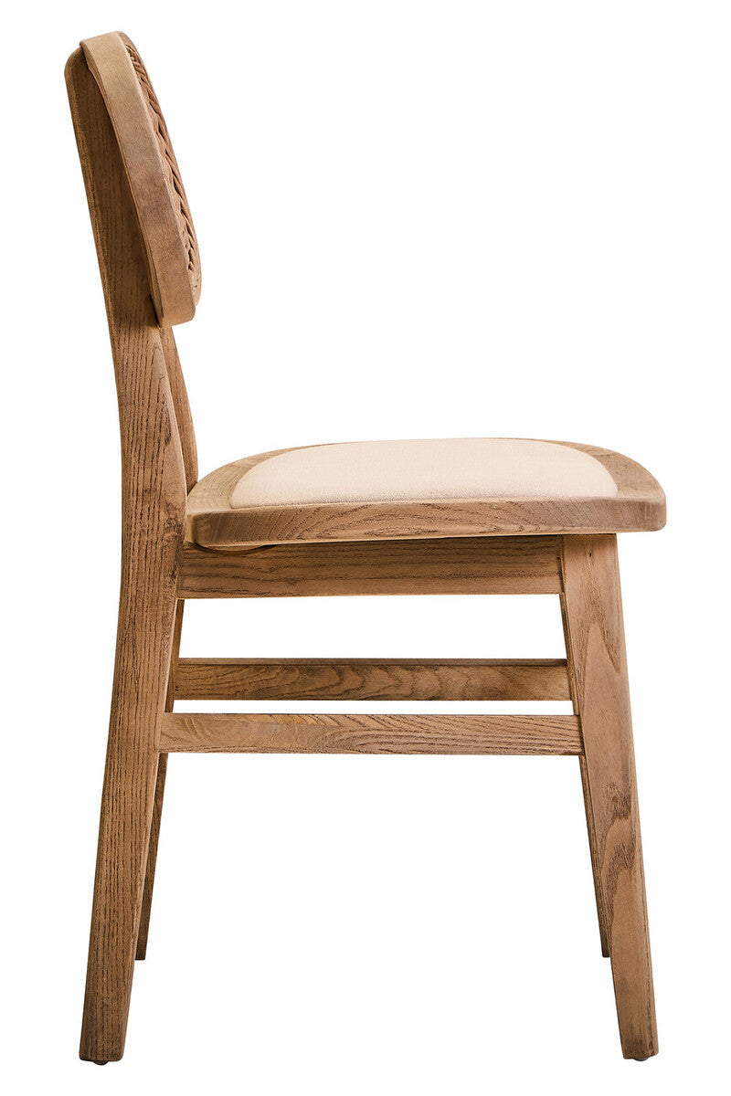 Orsina Cebu Dining Chair – Beige Fabric & Grey Wash Elm Wood