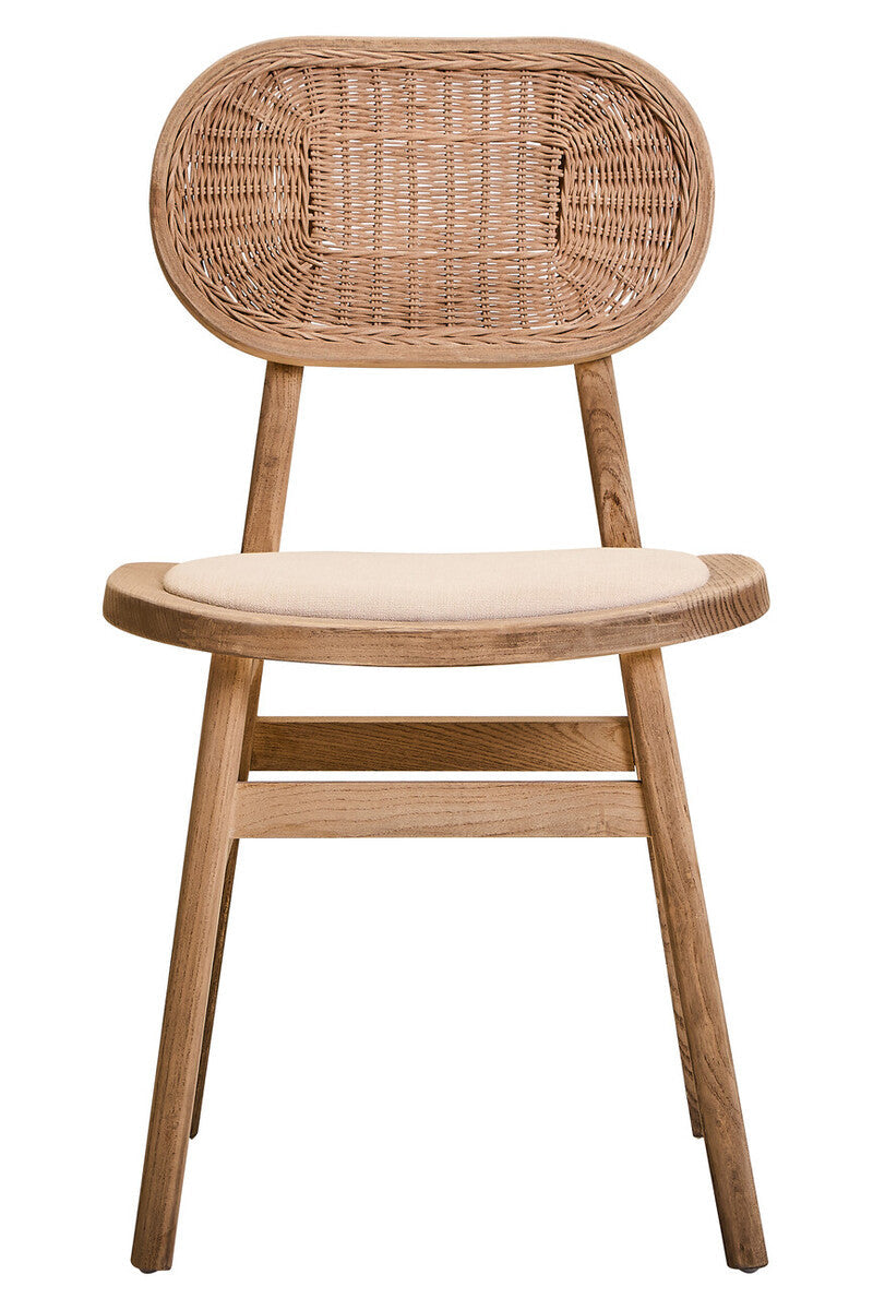 Orsina Cebu Dining Chair – Beige Fabric & Grey Wash Elm Wood