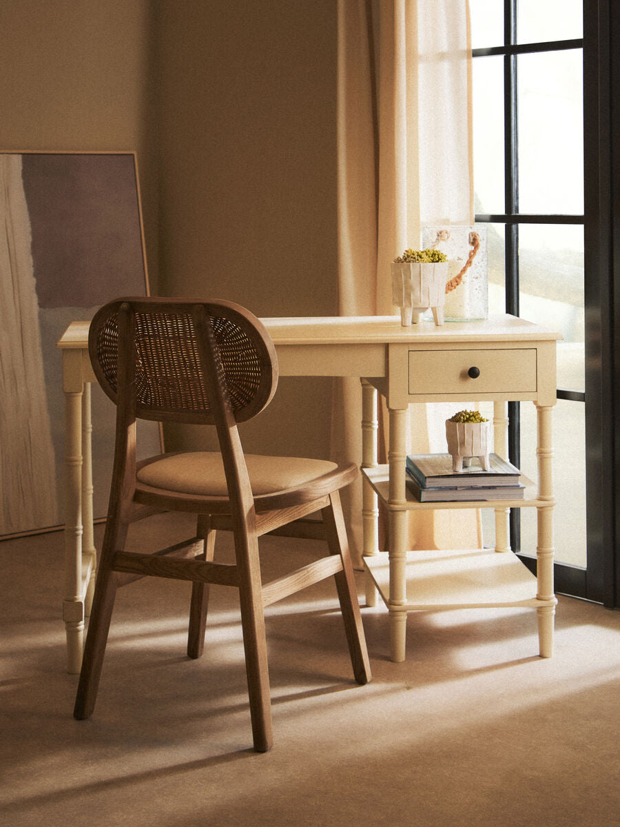 Orsina Cebu Dining Chair – Beige Fabric & Grey Wash Elm Wood