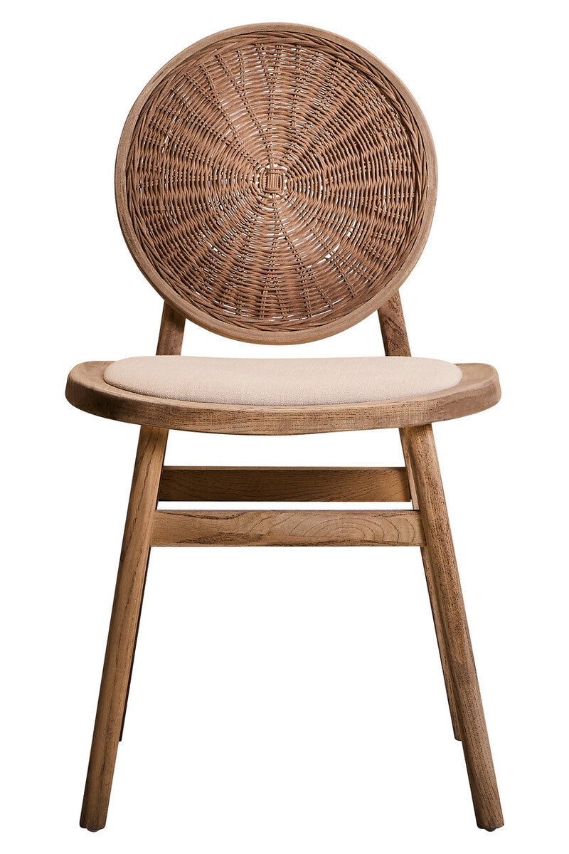Orsina Cebu Beige Fabric & White Wash Elm Wood Modern Dining Chair