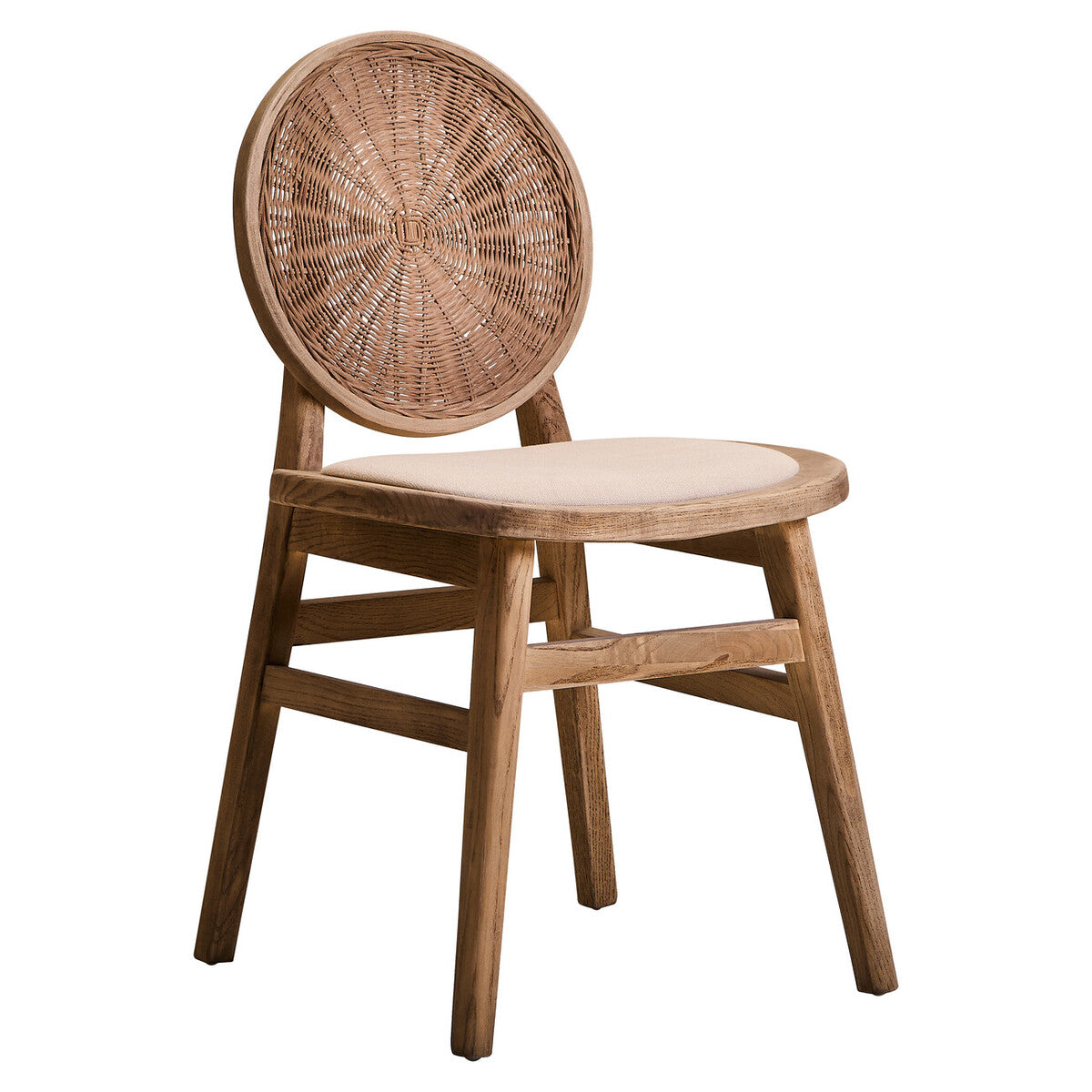 Orsina Cebu Beige Fabric & White Wash Elm Wood Modern Dining Chair