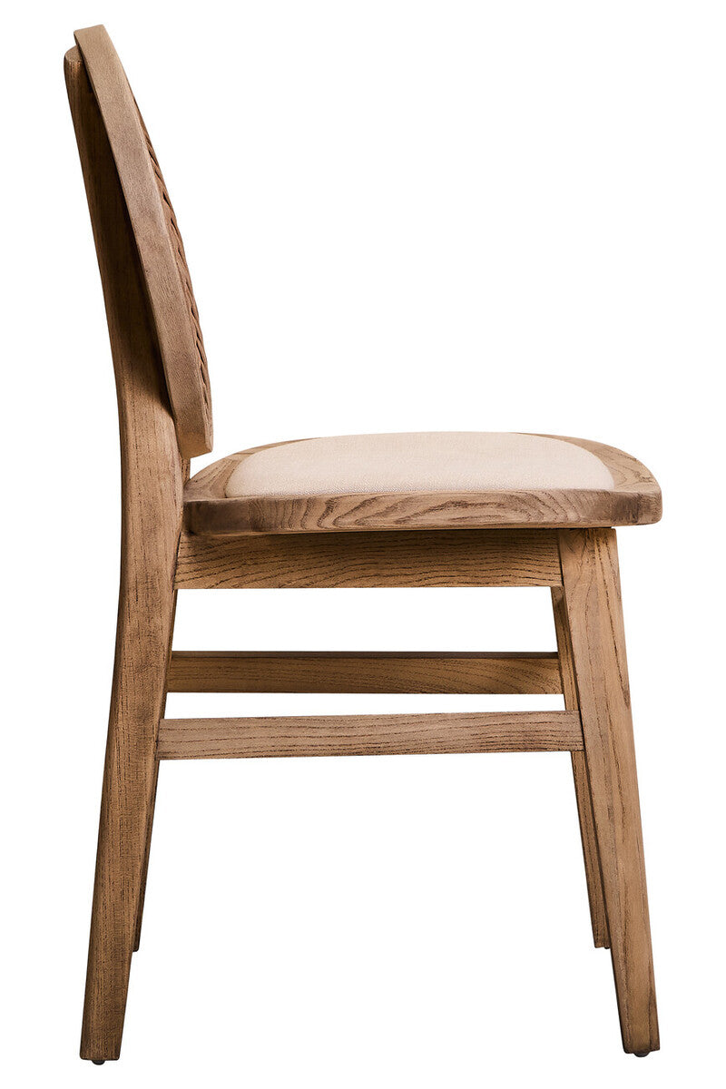 Orsina Cebu Beige Fabric & White Wash Elm Wood Modern Dining Chair