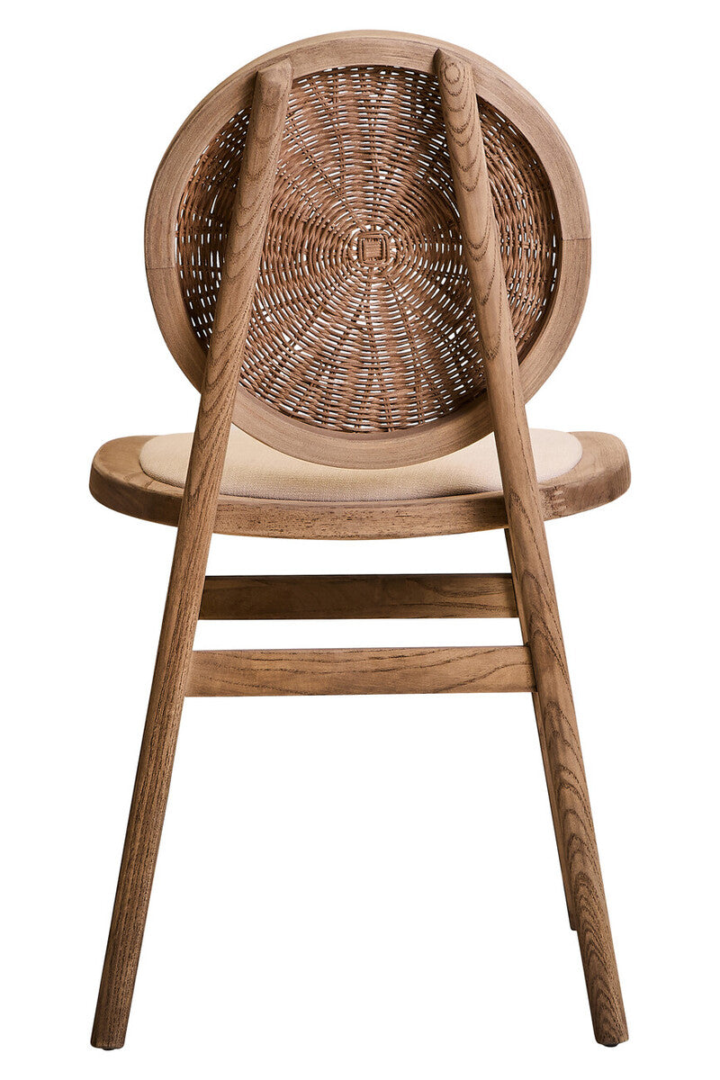 Orsina Cebu Beige Fabric & White Wash Elm Wood Modern Dining Chair