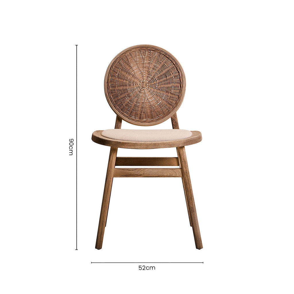 Orsina Cebu Beige Fabric & White Wash Elm Wood Modern Dining Chair