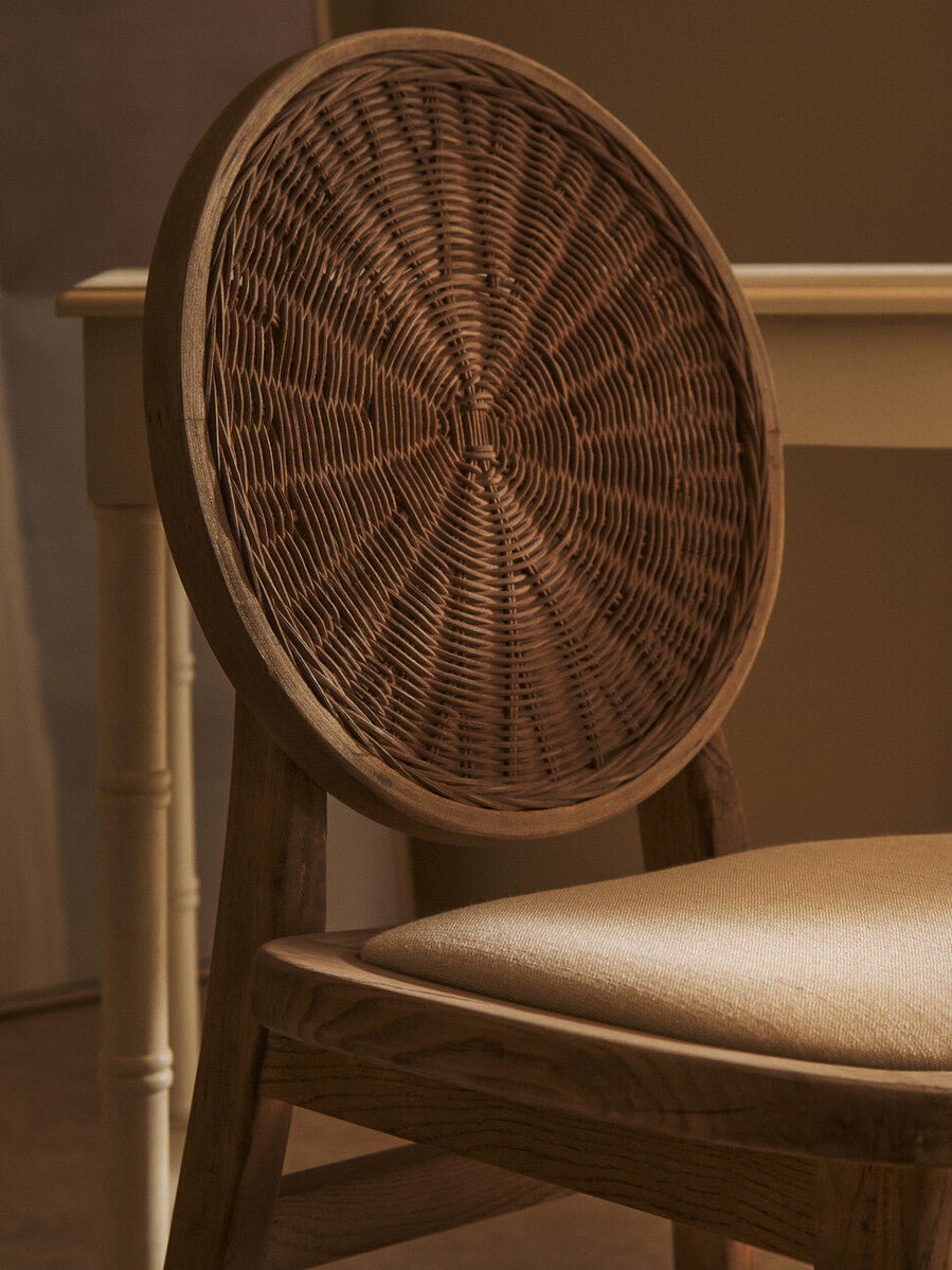 Orsina Cebu Beige Fabric & White Wash Elm Wood Modern Dining Chair
