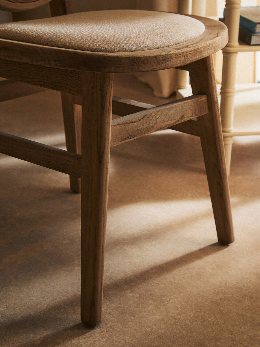 Orsina Cebu Beige Fabric & White Wash Elm Wood Modern Dining Chair