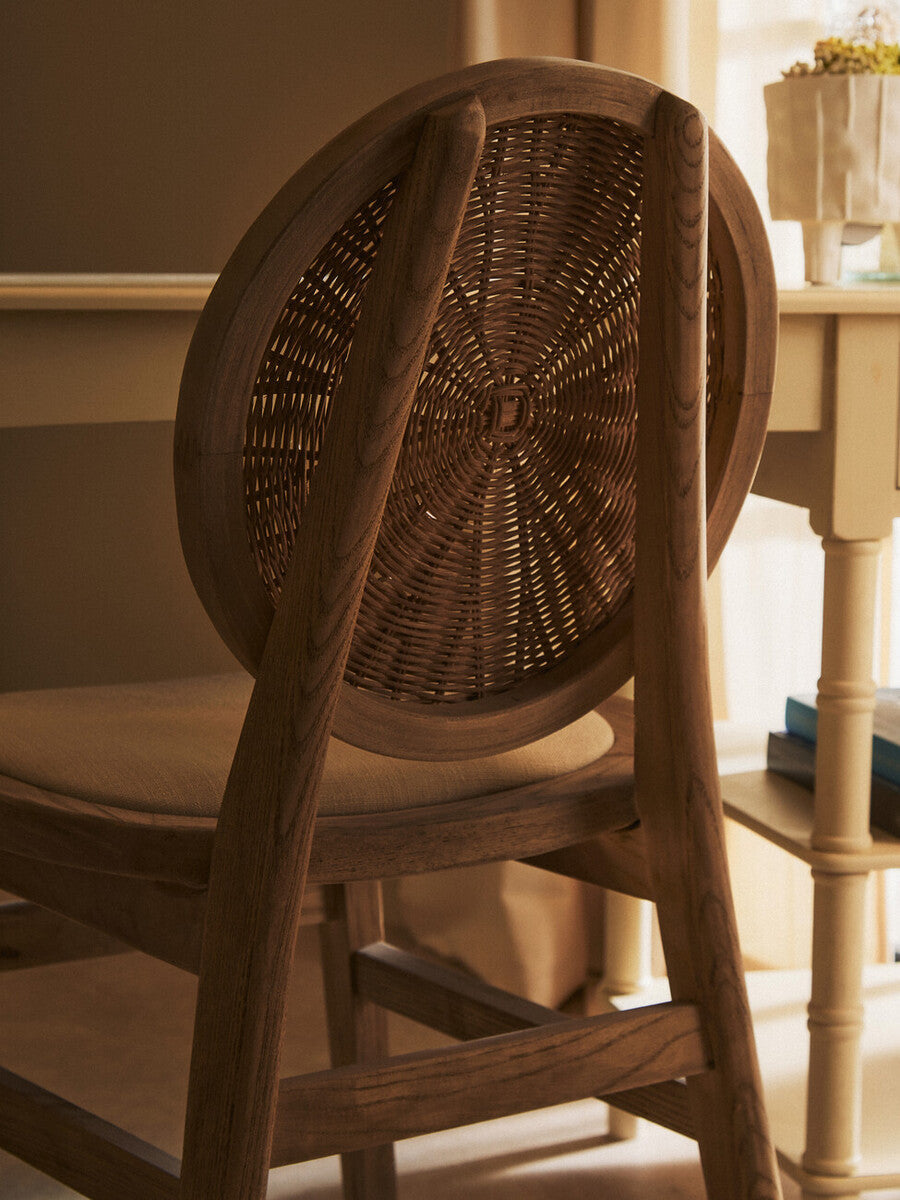 Orsina Cebu Beige Fabric & White Wash Elm Wood Modern Dining Chair