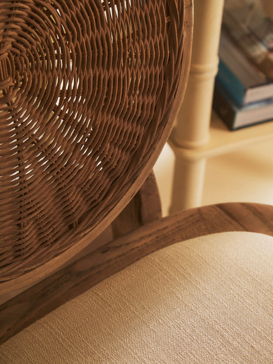 Orsina Cebu Beige Fabric & White Wash Elm Wood Modern Dining Chair