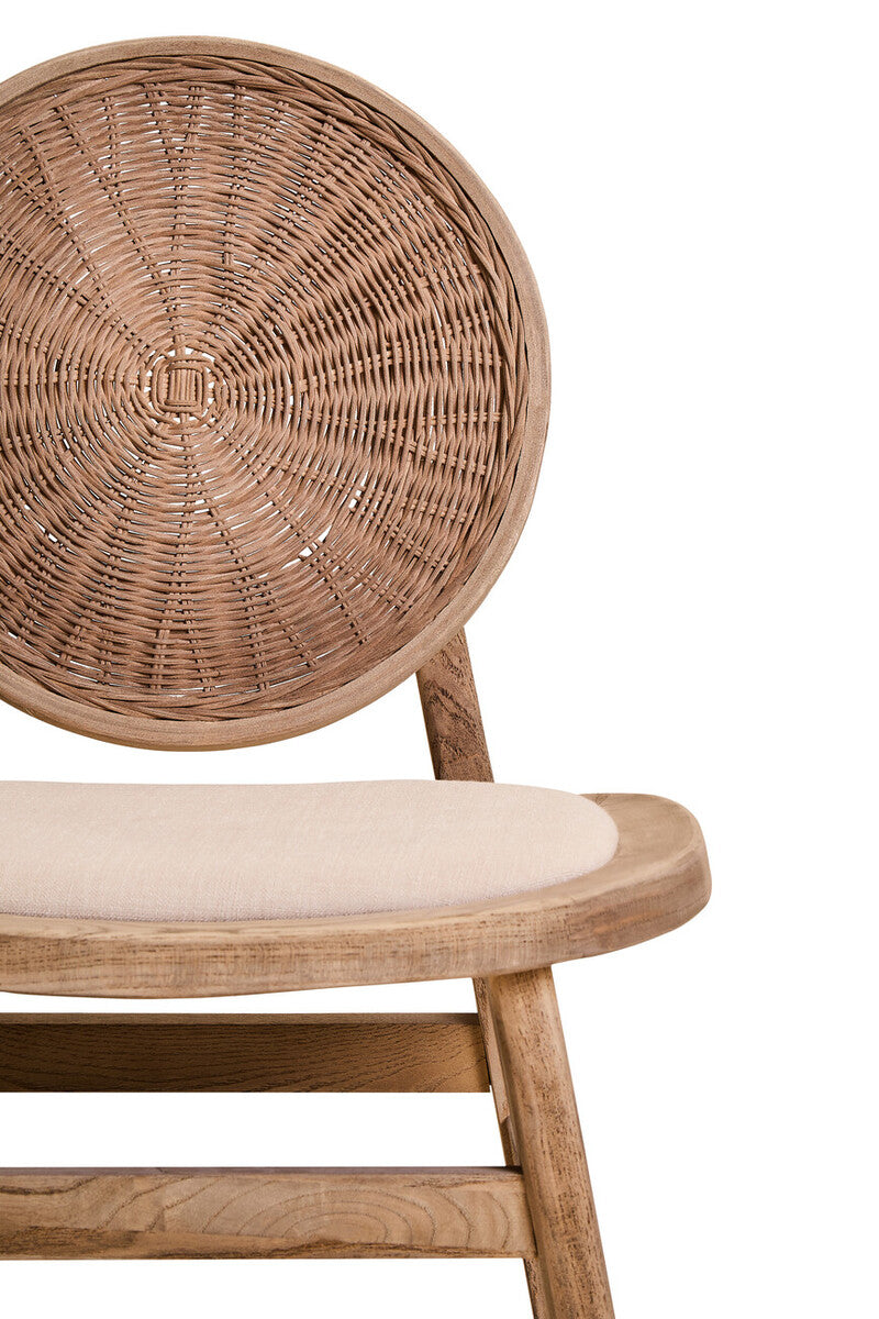 Orsina Cebu Beige Fabric & White Wash Elm Wood Modern Dining Chair