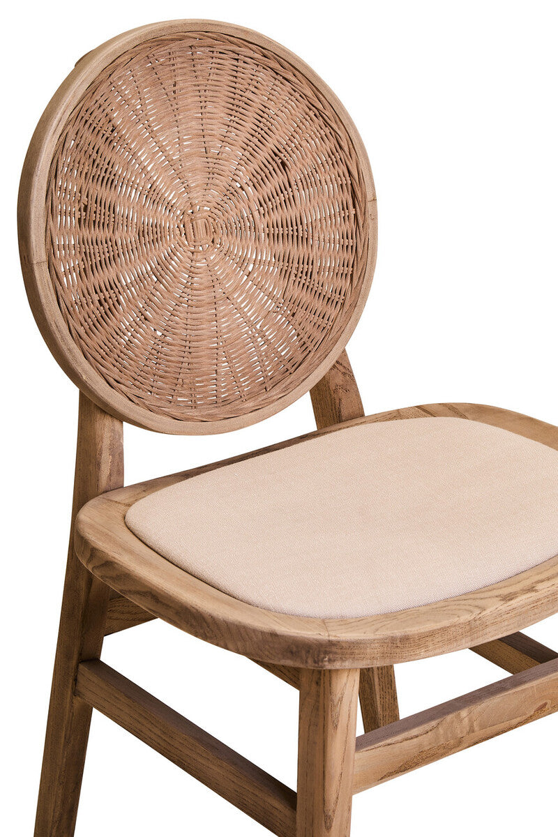 Orsina Cebu Beige Fabric & White Wash Elm Wood Modern Dining Chair