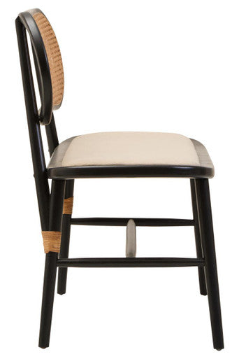 Orsina Natural Cane Bench | Black Elm Wood Entryway Seating