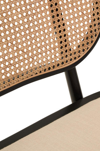 Orsina Natural Cane Bench | Black Elm Wood Entryway Seating