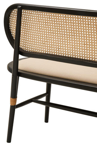 Orsina Natural Cane Bench | Black Elm Wood Entryway Seating