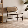 Orsina Natural Cane Bench | Black Elm Wood Entryway Seating
