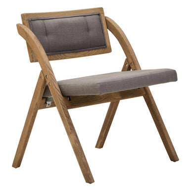 Orsina Cebu Grey Wash Elm Wood Folding Chair with Padded Fabric Seat