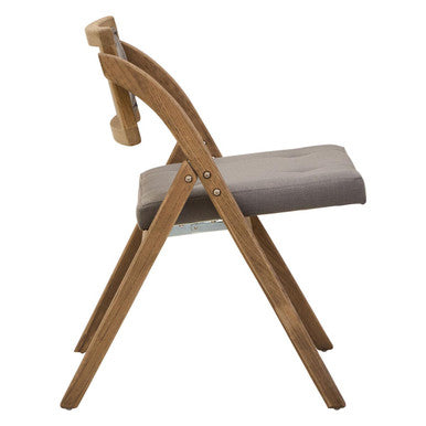 Orsina Cebu Grey Wash Elm Wood Folding Chair with Padded Fabric Seat