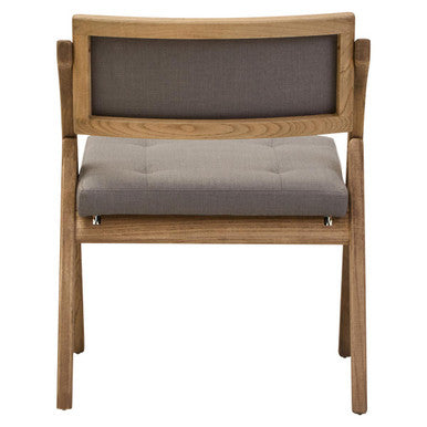 Orsina Cebu Grey Wash Elm Wood Folding Chair with Padded Fabric Seat