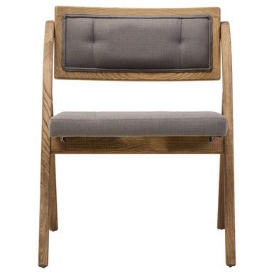Orsina Cebu Grey Wash Elm Wood Folding Chair with Padded Fabric Seat