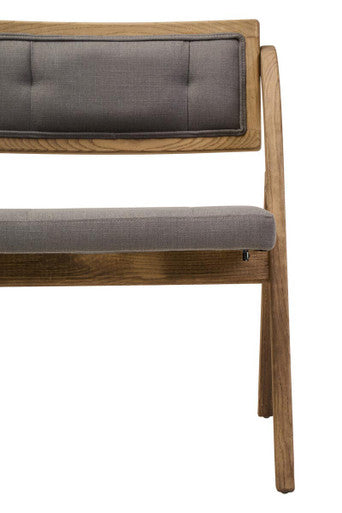 Orsina Cebu Grey Wash Elm Wood Folding Chair with Padded Fabric Seat