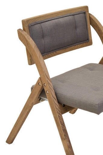 Orsina Cebu Grey Wash Elm Wood Folding Chair with Padded Fabric Seat