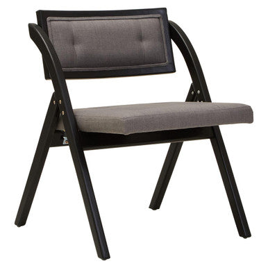 Orsina Cebu Folding Chair – Grey Fabric and Black Elm Wood Seating